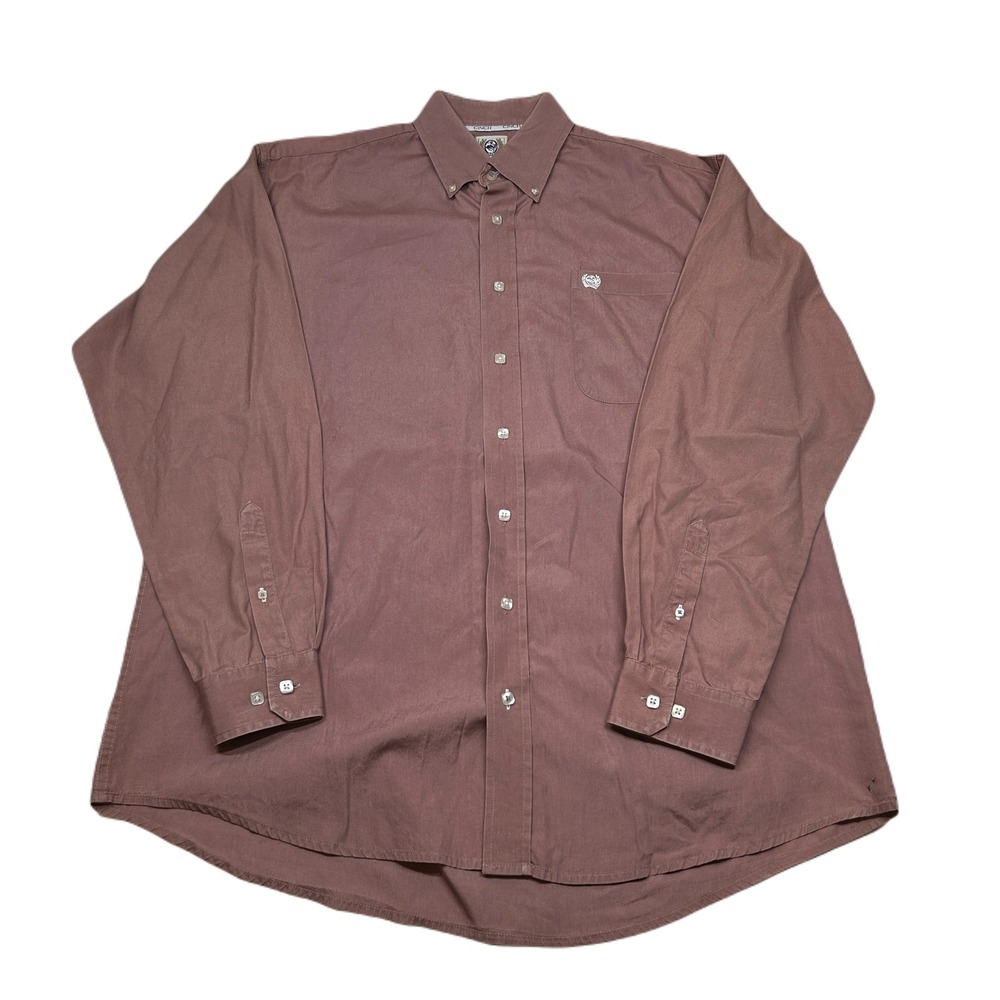 Cinch Western Shirt Mens Medium Plum Brown Long Sleeve Casual‎ Square Buttons